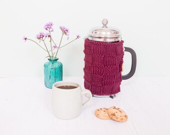 Plum Knit Coffee / Cafetière Cosy: French Press Warmer
