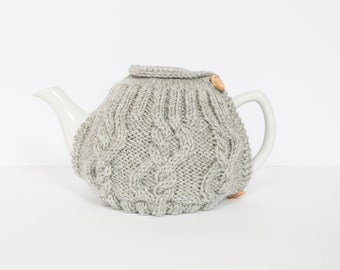 Licht grauer Hand stricken Teewärmer - Teekanne kuschelig - Wolle Tee gemütlich - Teekanne Deckel & wärmer - Vintage Tee gemütlich - Retro Tee gemütlich - Teeliebhaber-Geschenk