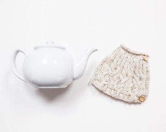 Haferflocken handgestrickter Teewärmer - Teekannenwärmer - Woll-Teewärmer - Vintage Teewärmer - Retro Teewärmer - Geschenk für Teeliebhaber