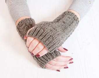 Graue Armstulpen - Pulswärmer - Armstulpen - Strickhandschuhe - Handwärmer - SMS Handschuhe - Handschuhe - grauen Handschuhe