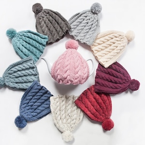 Pom pom tea acogedor - Té de punto de mano acogedor - Té de lana acogedor - Cubierta de tetera y calentador - Té vintage acogedor - Tetera de punto acogedora - Pompom