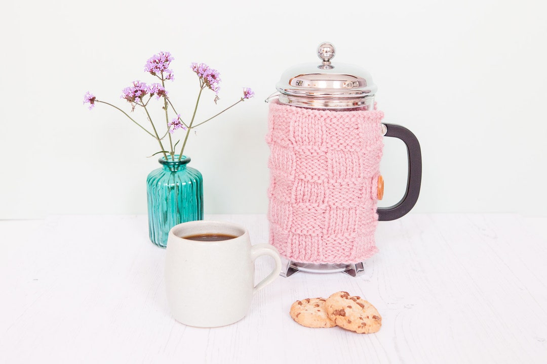 Pink Knit Coffee Cosy Cafetiere Cosy Coffee Jug Warmer French Press
