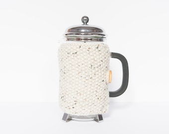 Oatmeal knit coffee cosy - Cafetiere cosy - Coffee jug warmer - French press cover - Coffee press cosy - Coffee pot cosy - Coffee lover gift