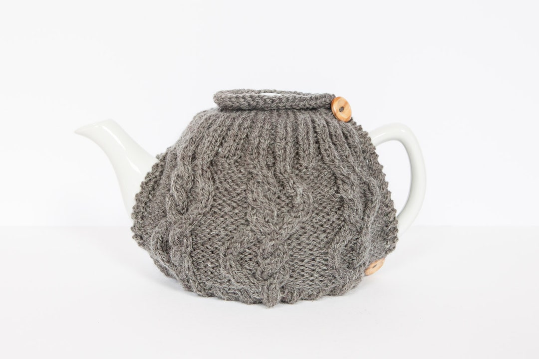 Grey Hand Knit Tea Cosy Teapot Cosy Wool Tea Cosy Teapot Etsy
