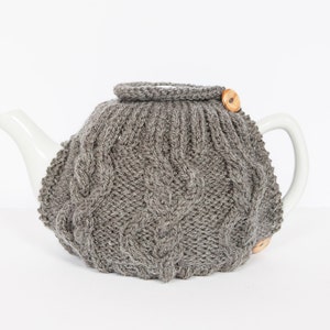 Grey hand knit tea cosy Teapot cosy Wool tea cosy Teapot cover & warmer Vintage tea cosy Retro tea cosy Tea lover's gift image 1