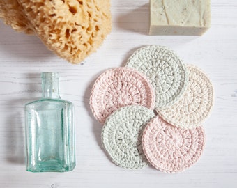 Reusable Face Scrubbies, Eco Friendly cleansing pads - Zero Waste - Pack of 5 - PASTEL