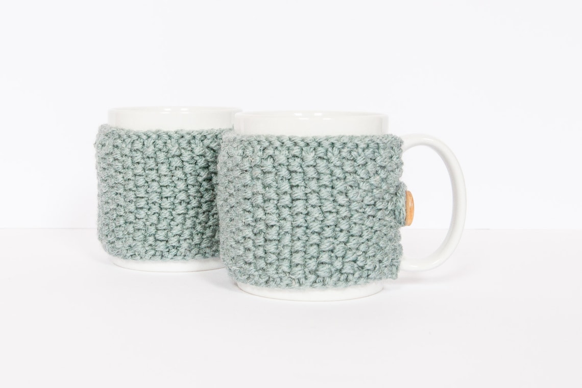 2 Knitted Mug Cosies Cup Cosy Mug Cosy Coffee Cosy in Blue. Etsy UK