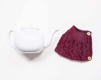 Pflaume Hand stricken Teewärmer - Teekanne kuschelig - Wolle Tee gemütlich - Teekanne Deckel & wärmer - Vintage Tee gemütlich - Retro Tee gemütlich - Teeliebhaber-Geschenk