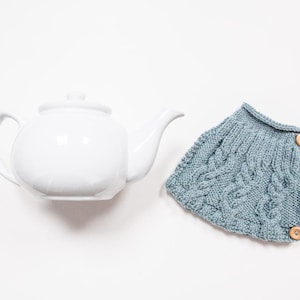 Blue hand knit tea cosy - Teapot cosy - Wool tea cosy - Teapot cover & warmer - Vintage tea cosy - Retro tea cosy - Tea lover&#39;s gift