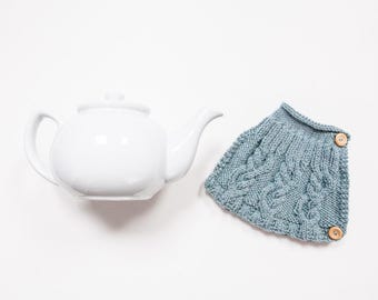 Té de punto de mano azul acogedor - Tetera acogedora - Té de lana acogedor - Cubierta de tetera y calentador - Té vintage acogedor - Té retro acogedor - Regalo del amante del té