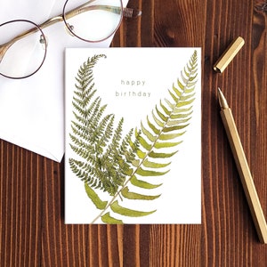 Happy Birthday Card (Lady and Sword Ferns) For Your Favourite Nature Loving Frond. Made in British Columbia, Canada