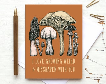 Fungi Love Card - Valentine's / Anniversary / Birthday / Friendship / Miss You Very Mush, Forage for Love, Cute Mushroom - Made in BC Canada