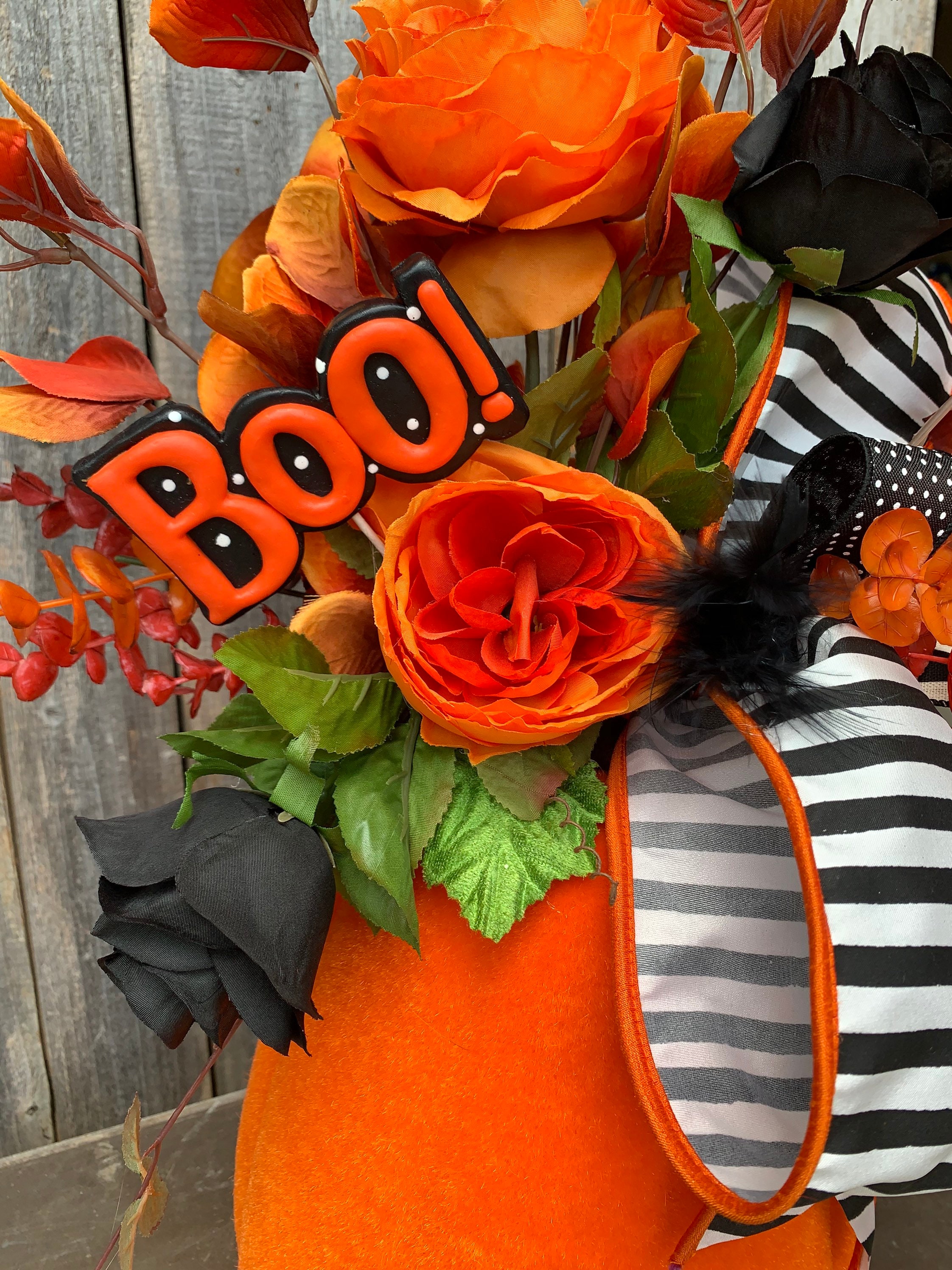 Halloween Centerpiece, Halloween Decor, Flocked Pumpkin Centerpiece