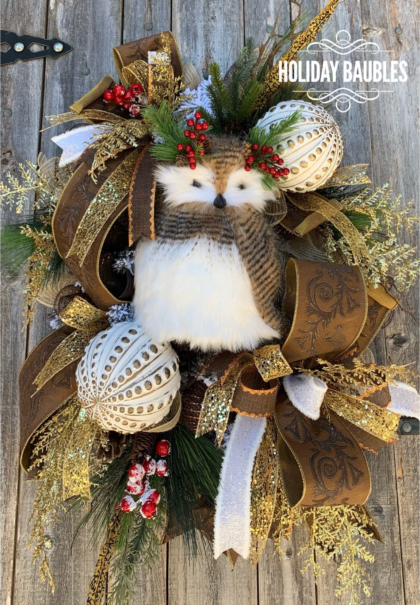 Christmas Wreath, Woodsy Owl Wreath, Owl Wreath, Christmas Owl Wreath