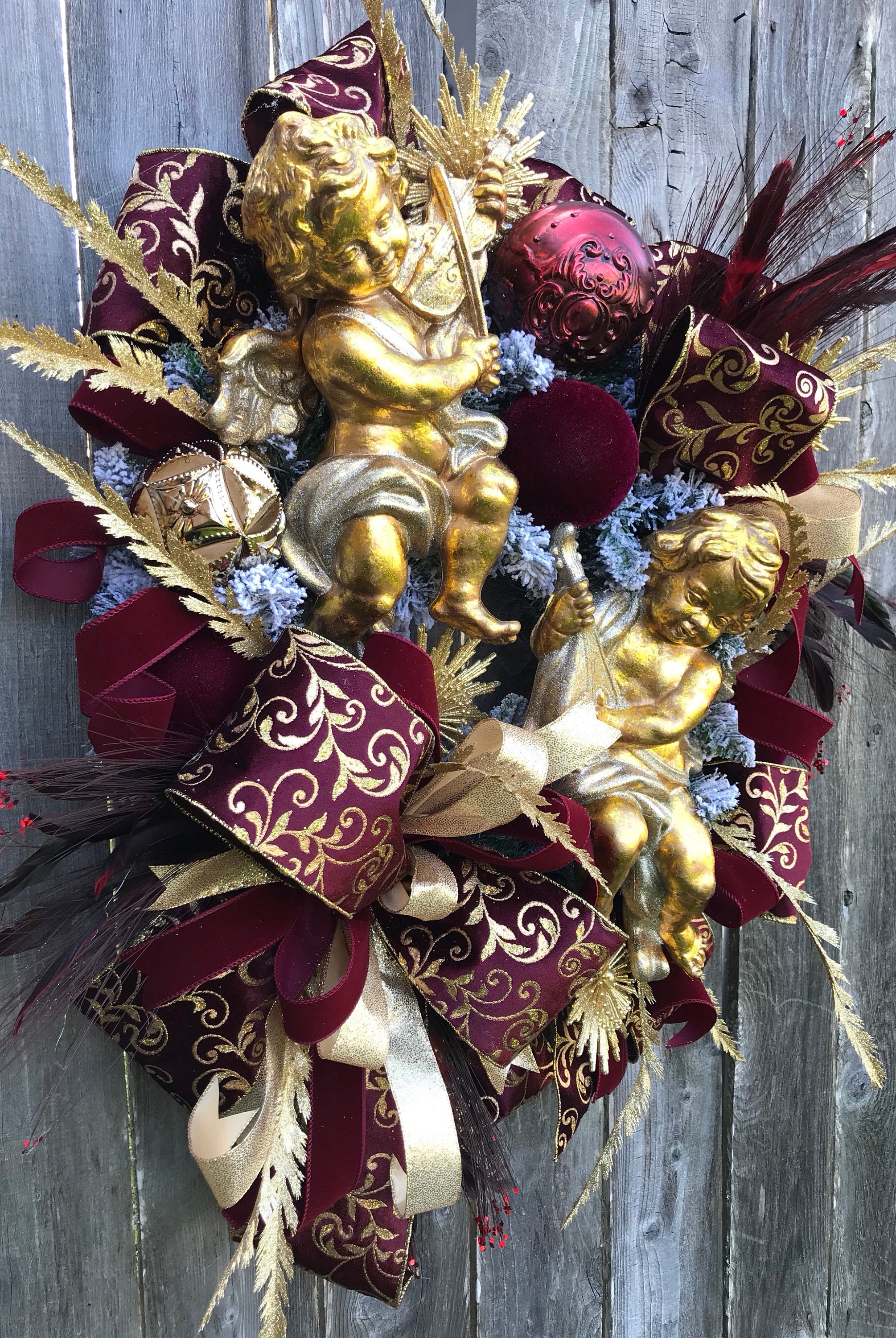 Christmas Wreath, Vintage Christmas Wreath, Elegant Christmas Wreath