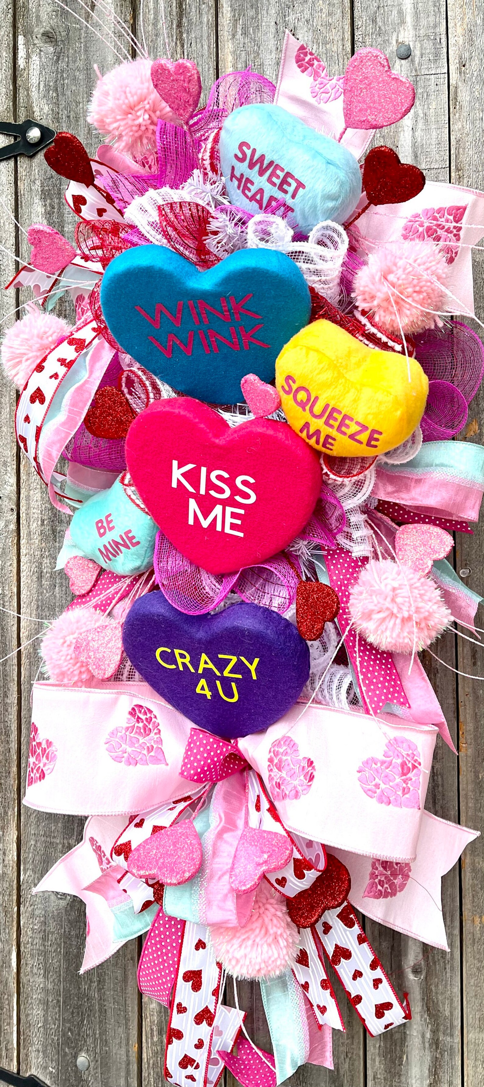 Valentines Wreath Conversation Heart Wreath Valentines Swag Etsy