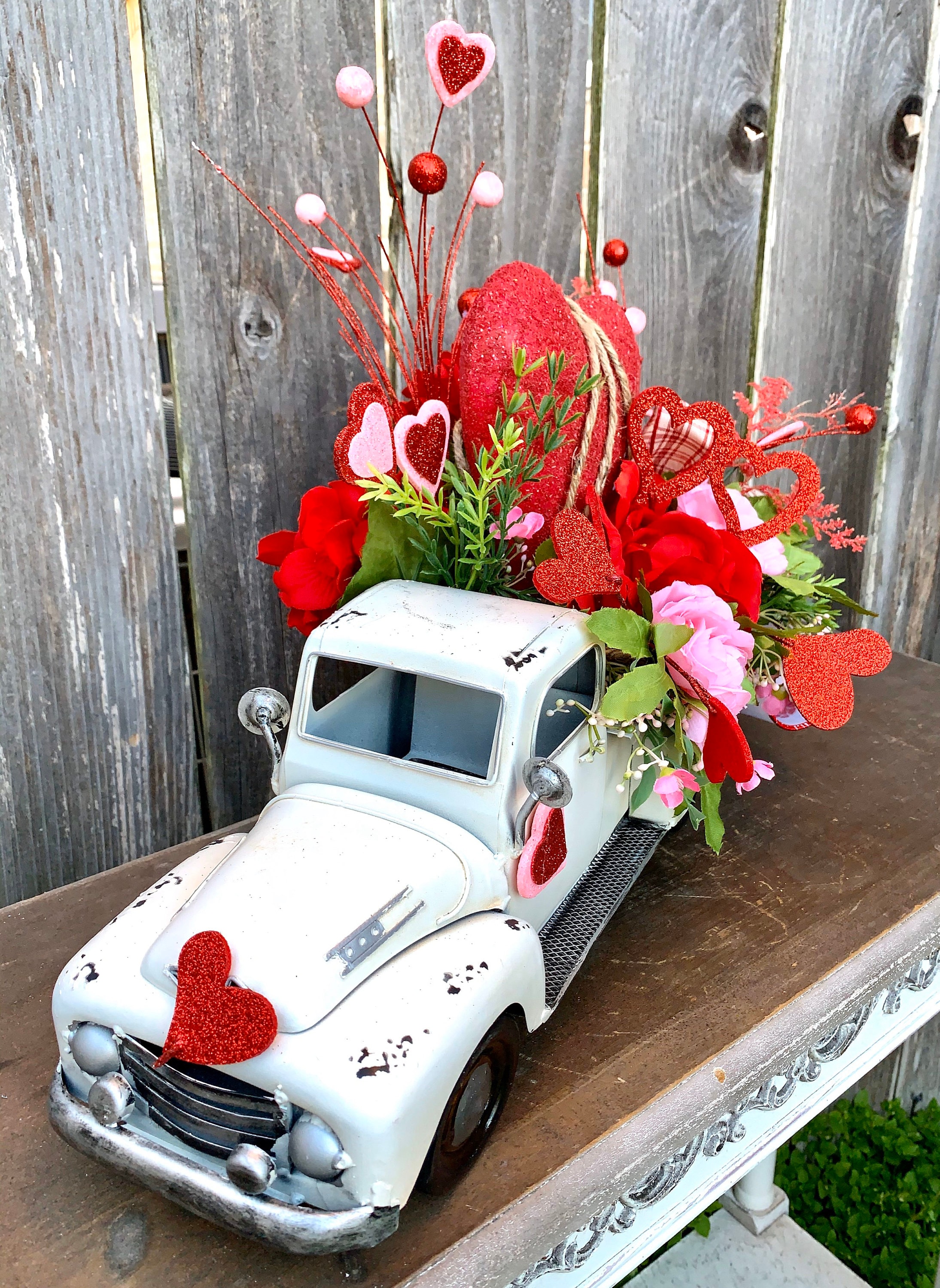 Valentines Day Centerpiece, Valentines Decor, Valentines Truck