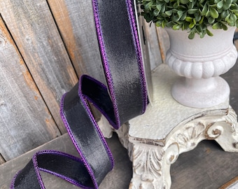 Ribbon, Designer Ribbon, Purple Ribbon, Halloween Ribbon, 10 yards Ribbon, 1 Inch Ribbon, Black and Purple Ribbon