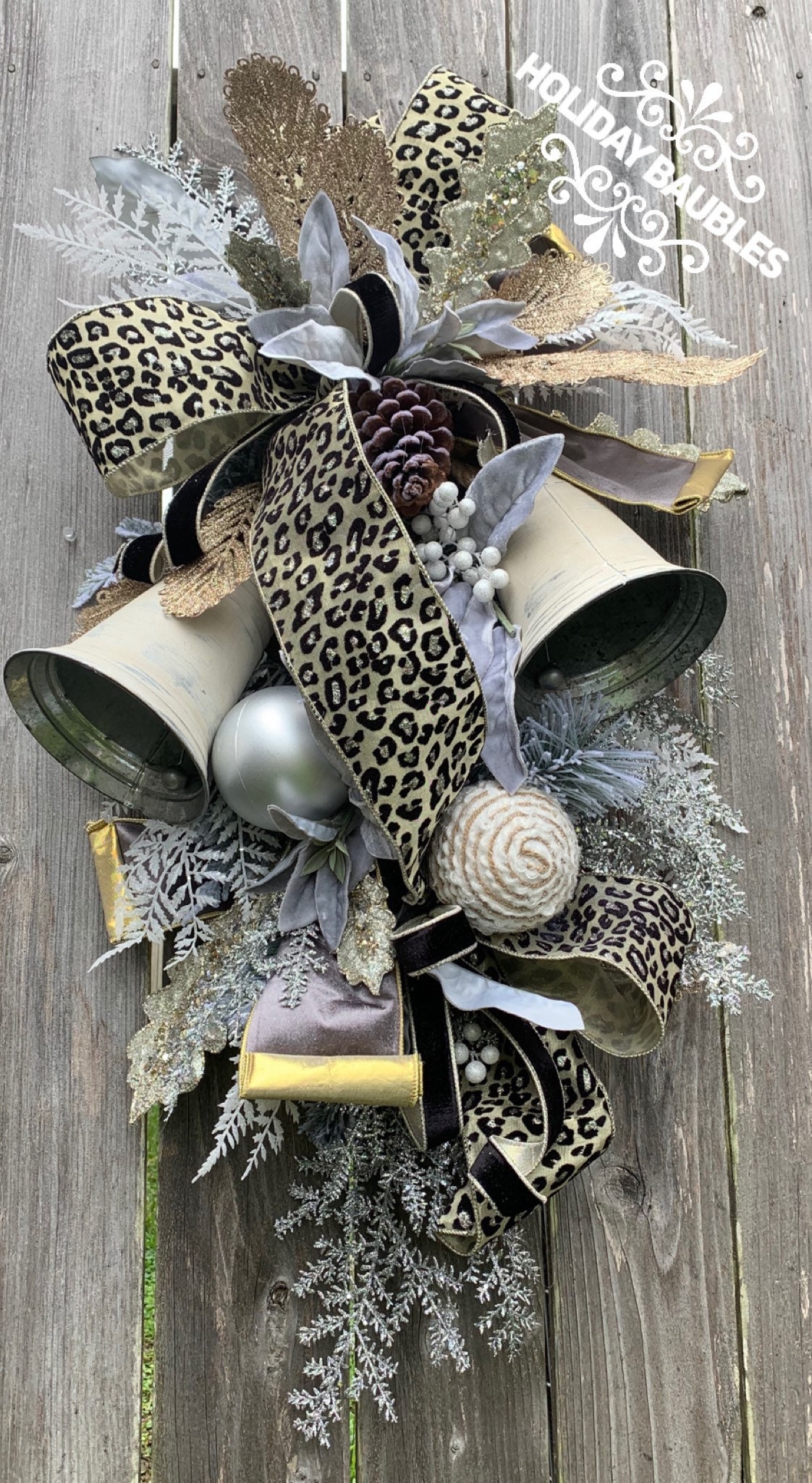 Christmas Swag, Elegant Christmas Wreath, Cheetah Christmas Wreath