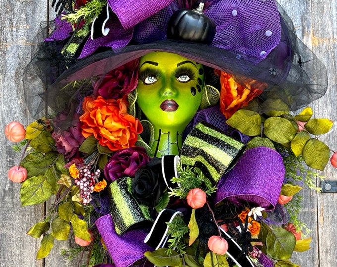 Halloween Wreath Witch Wreath Halloween Witch Wreath Etsy