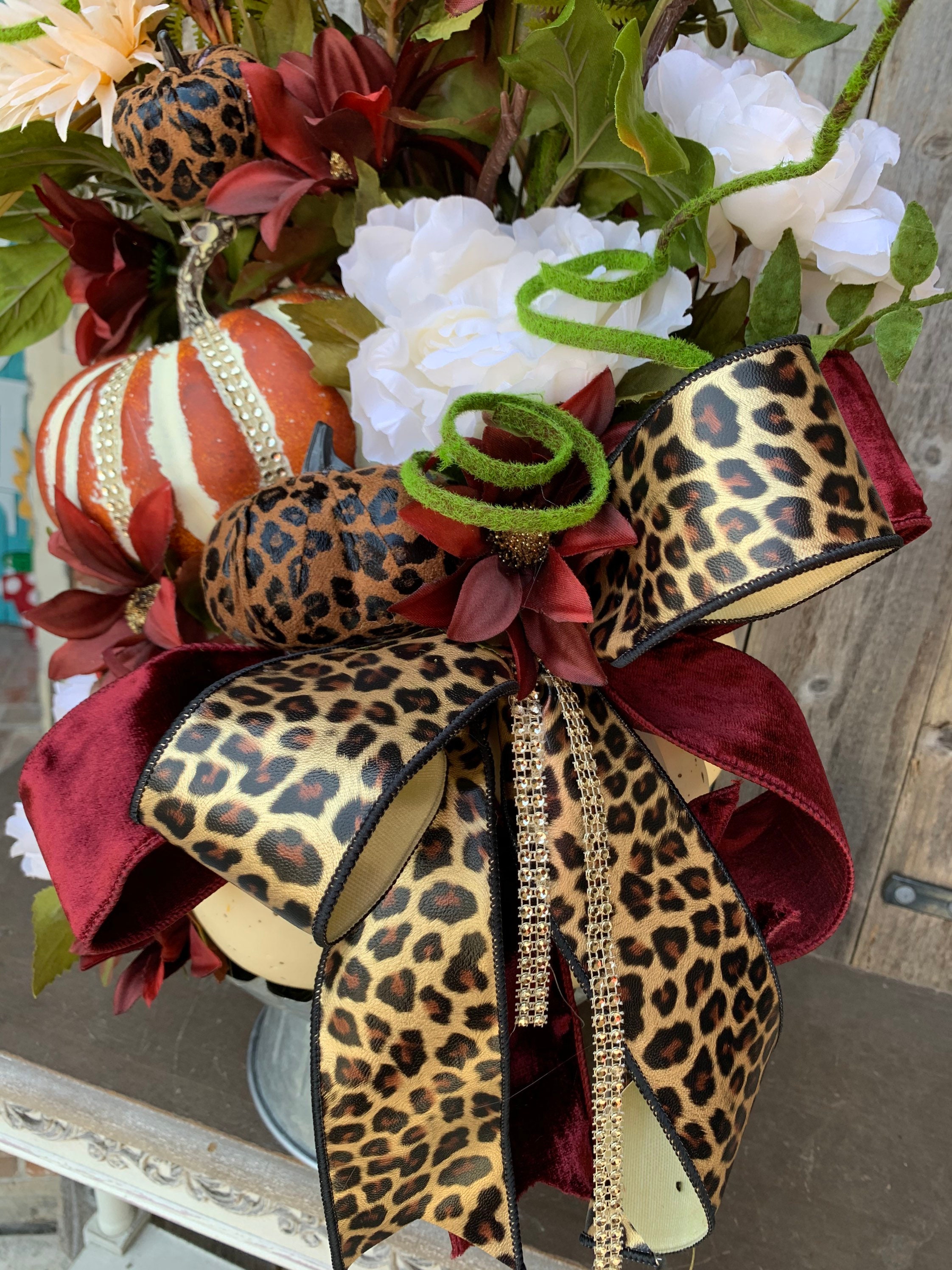 Fall Centerpiece, Fall Cheetah Centerpiece, Leopard Fall Decor, Fall