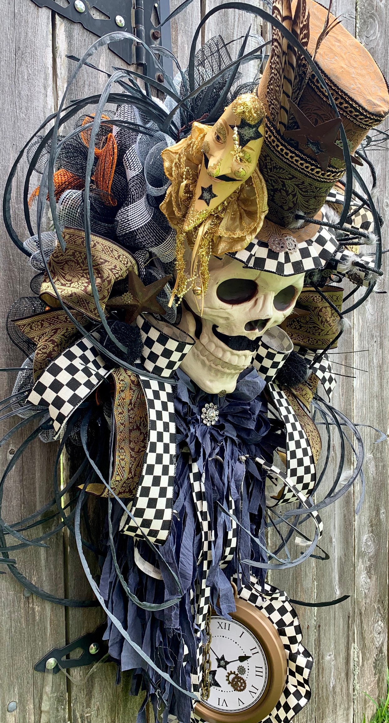 Halloween Wreath, Mr. Bones Wreath, Skeleton Wreath, Steam Punk Skull