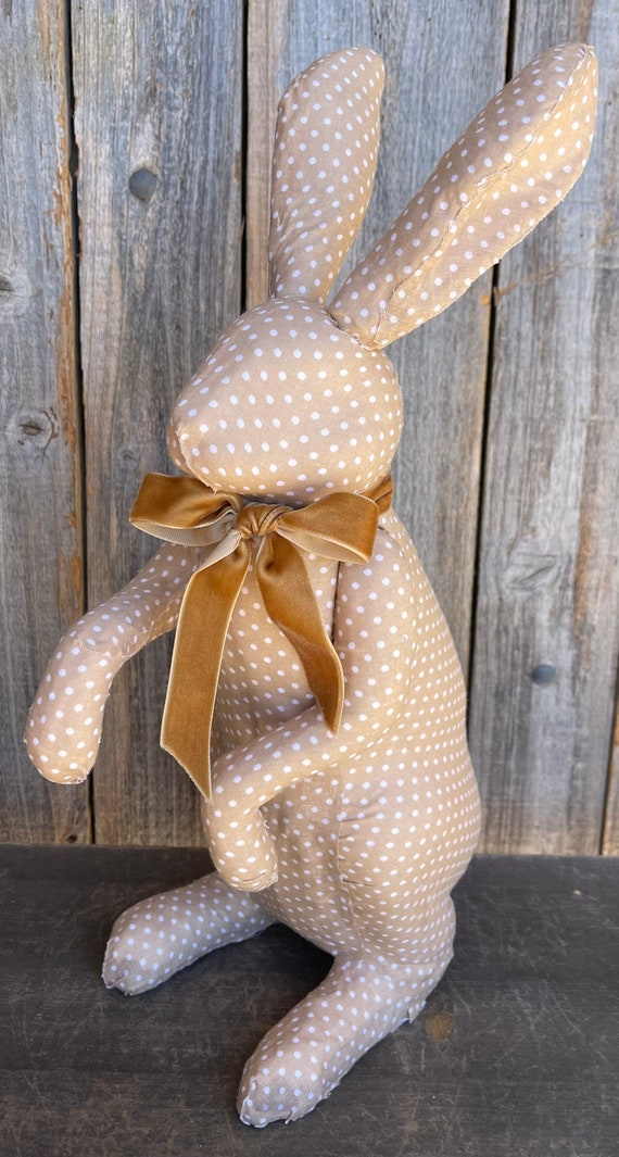 Bunny, Polka Dot Bunny, Bunny Rabbit, Wreath Supplies, Easter Decor, Easter Bunny Table Decor, Taupe Bunny