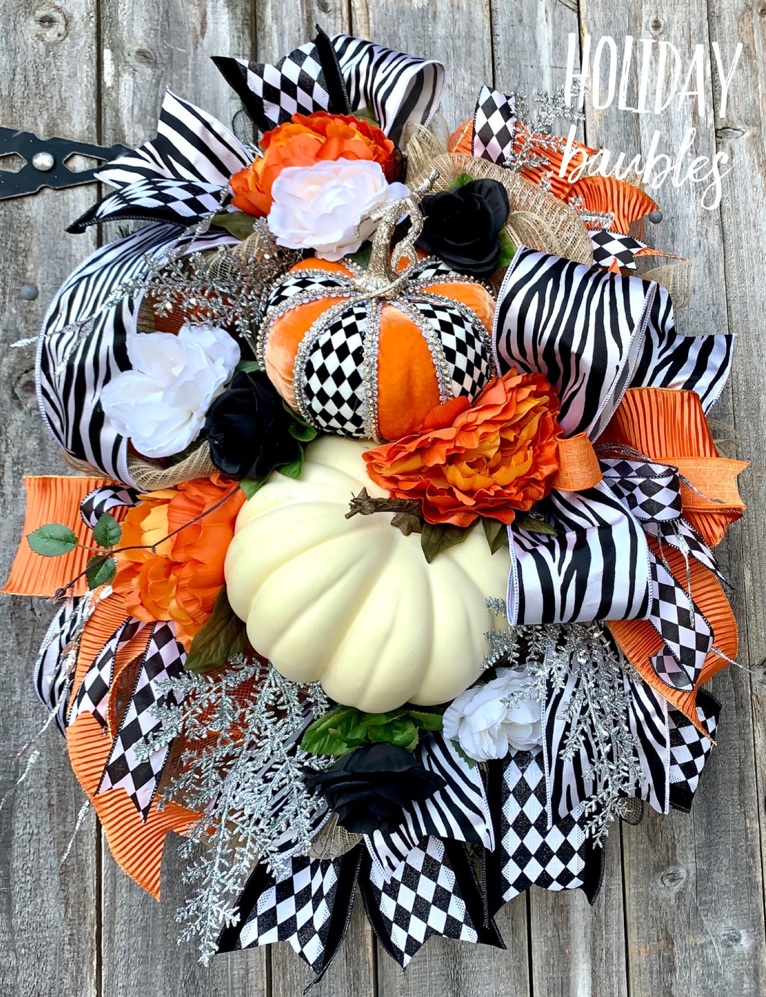 Fall Wreath, Halloween Wreath, Harvest Wreath, Mark Roberts Pumpkin