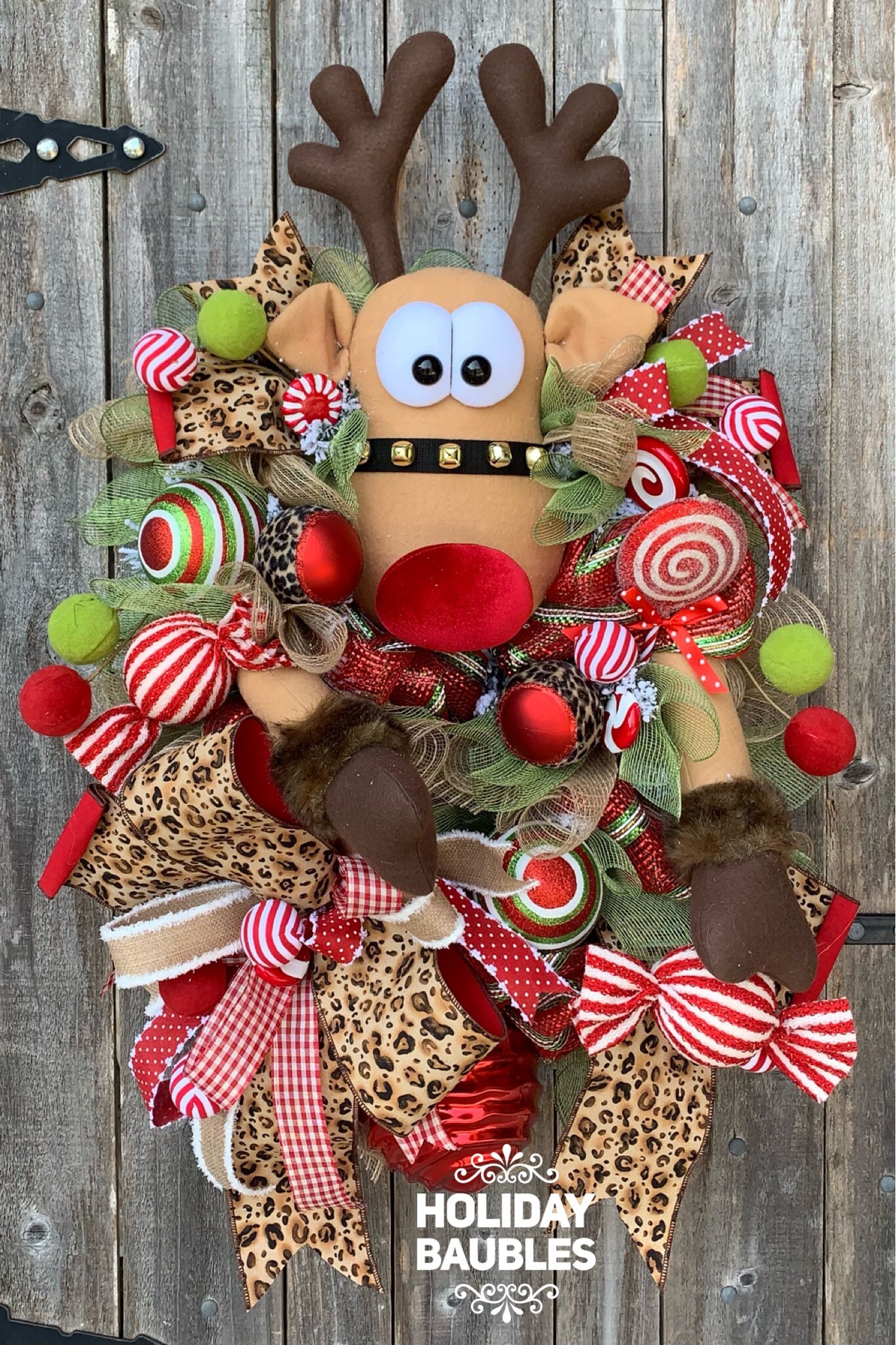Christmas Wreath, Rudolph Red Nose Reindeer Wreath, Rudolph Wreath