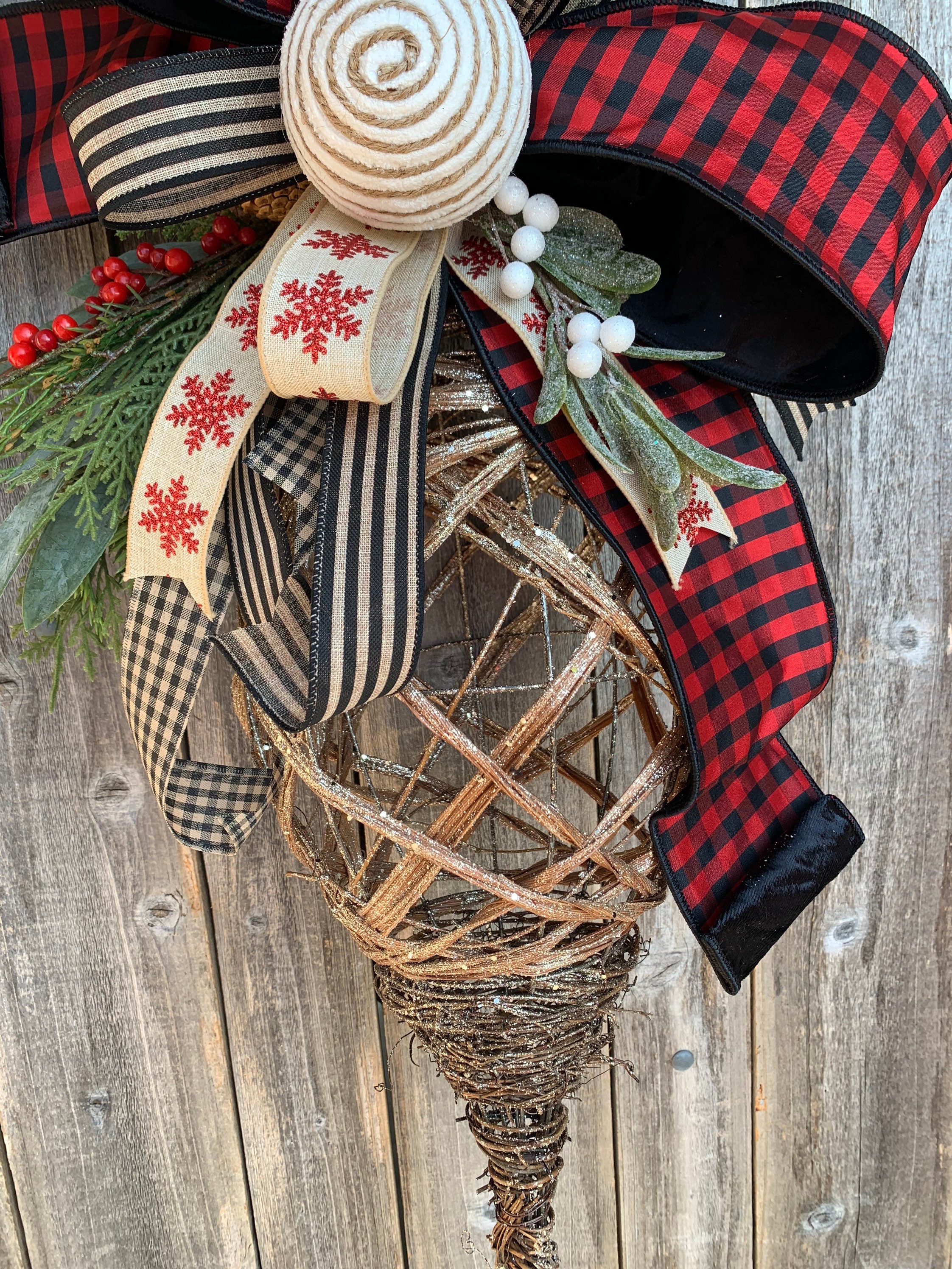 Christmas Ornament Hanger, Rustic Christmas Hanger, Buffalo Plaid