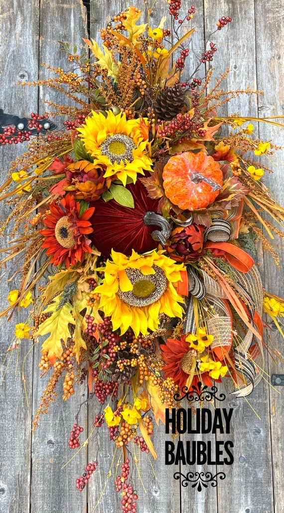 RESERVED FOR AMY, Deluxe Fall Wreath, Fall Sunflower Wreath, Autumn, Fall Decor