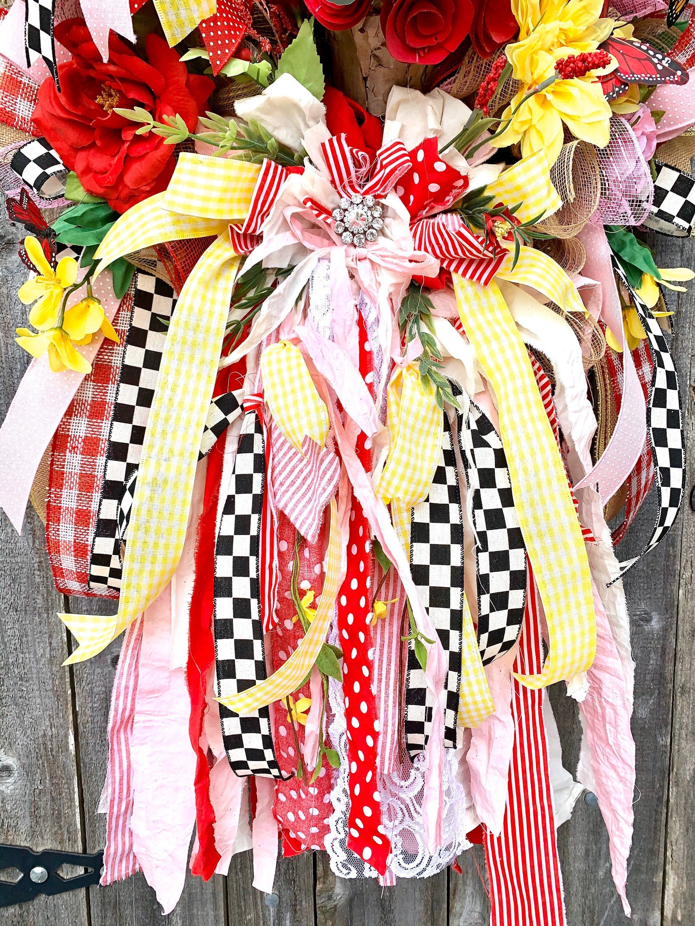 Spring Rag Bow Wreath, Spring Wreath, Spring Decor, Rag Bow Wreath