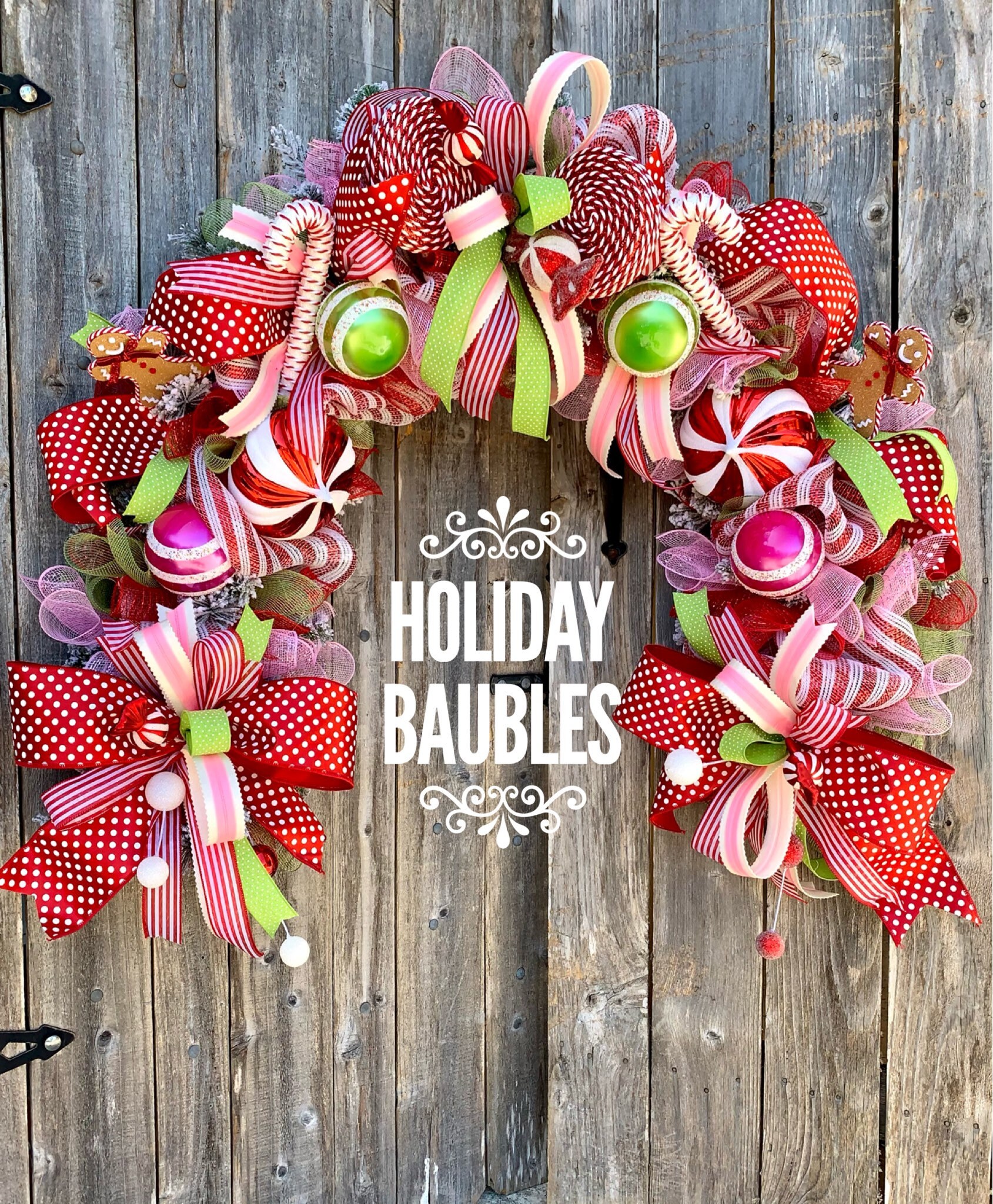 Christmas Wreath, Christmas Garland, Whimsical Christmas Wreath, Whimsical Christmas Garland