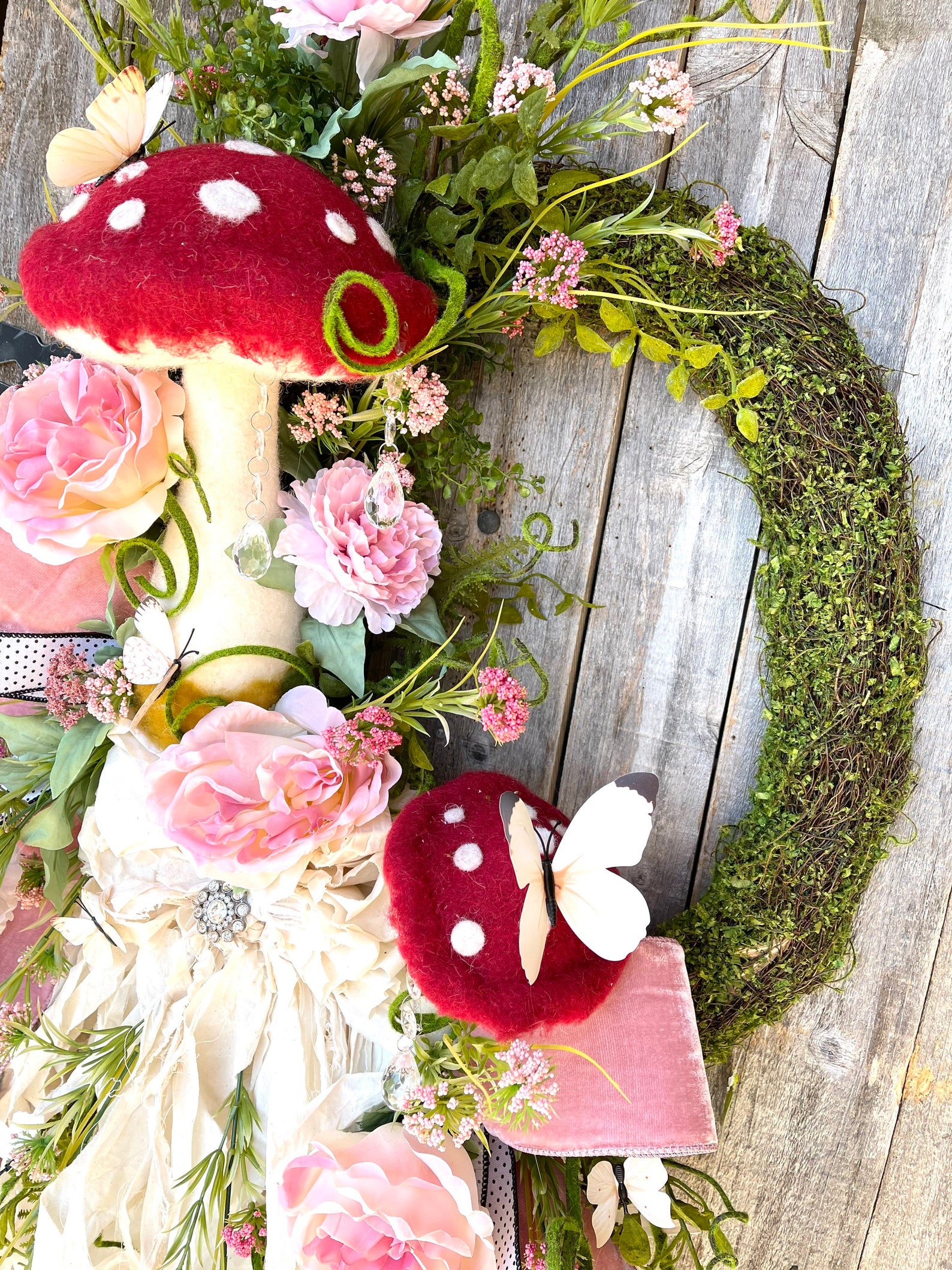 Spring Wreath Spring Moss Wreath Spring Mushroom Wreath Etsy