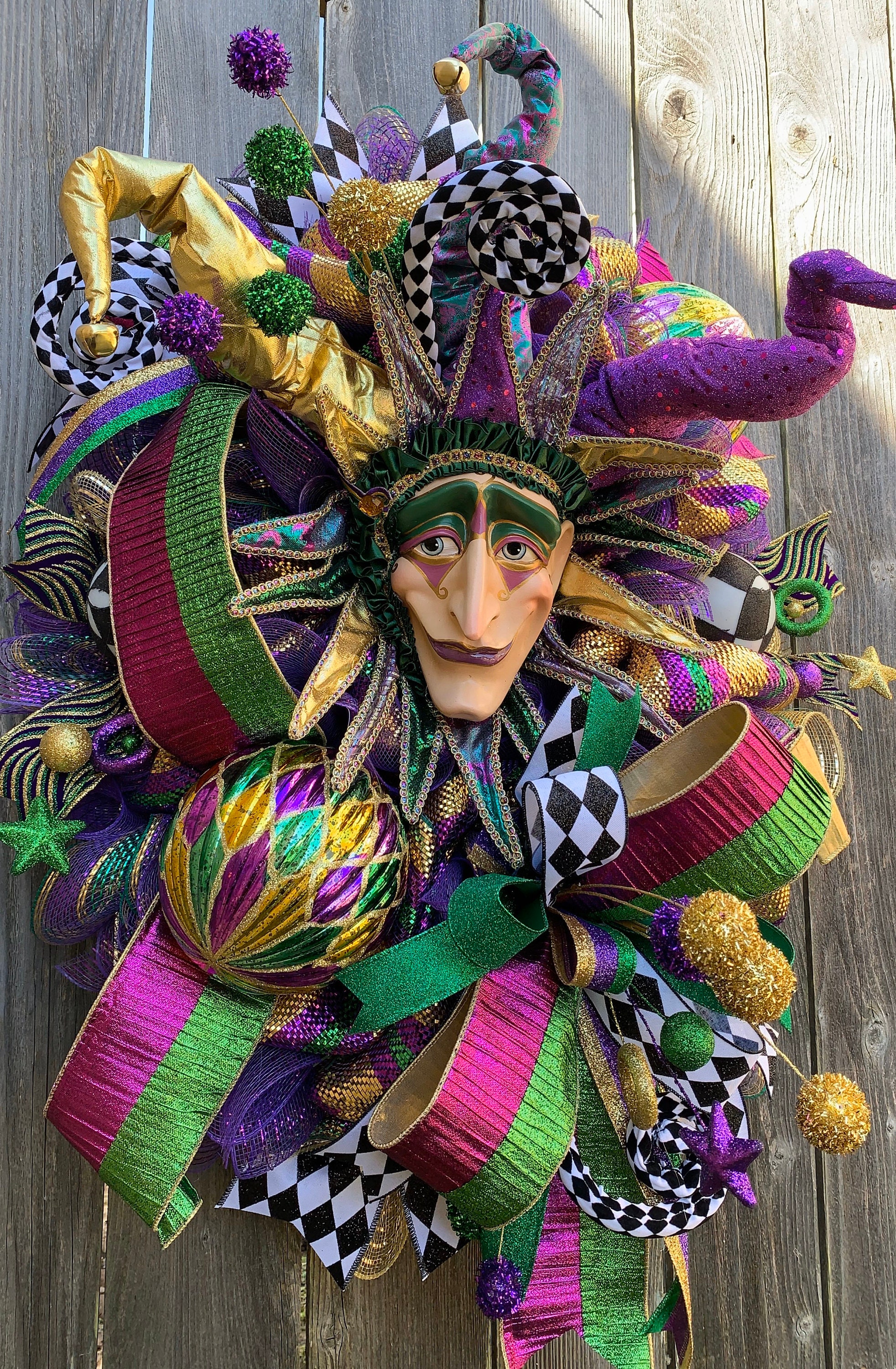 mardi gras wreath bow