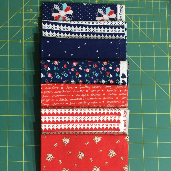 Riley Blake Fabric - Fat Quarter Bundle - A Little Sweetness by Tasha Noel - Navy & Red