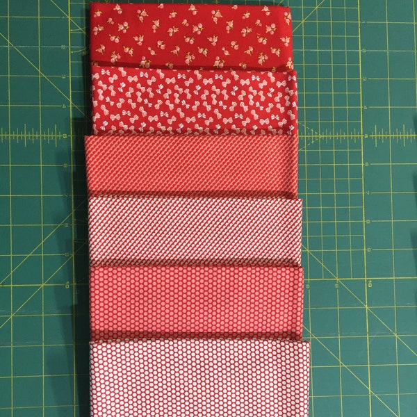 Moda Fabric - HALF METRE Bundle - Little Ruby  by Bonnie & Camille - Red/Pink - Set of 6