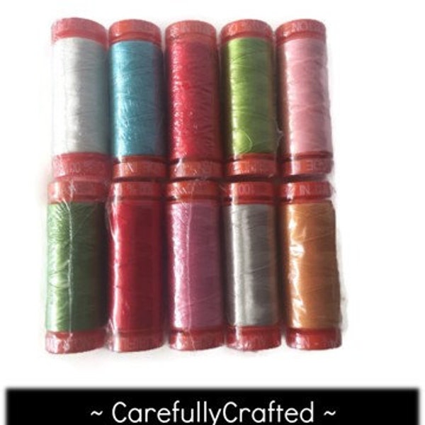 Aurifil Thread - Set of 10 - Aurifil 50 weight thread spools - Little Ruby - Bonnie and Camille -