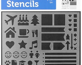 Paper Accents - Bullet Journaling Stencils - Icons, Checklist