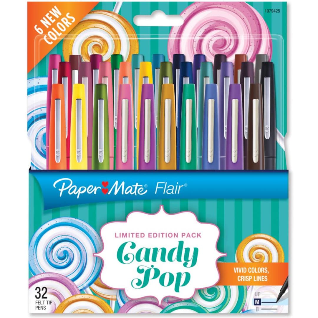 Paper Mate Flair Medium Felt Tip Set of 32 Candy Pop Planner Pens,  Stationery, Planner 