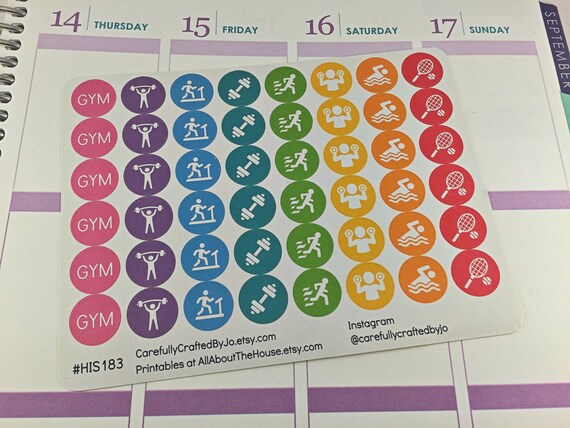 gym planner stickers rainbow sticker workout exercise gym etsy gym planner