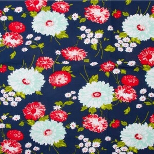 Moda Stoff - Das gute Leben - Bonnie & Camille - Moda Toweling - Marine Blumen #920 270