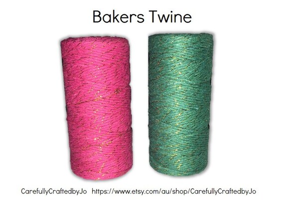 Baker's Twine 100 Metre Spool Metallic Green/gold Pink/gold Twine 12 Ply  1.5mm Cotton String 