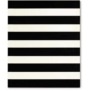 May include: Black and white striped pattern. The pattern is made up of alternating black and white horizontal stripes.