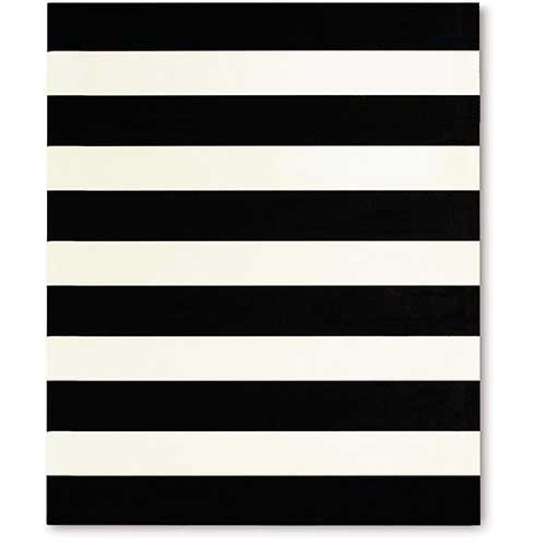 May include: Black and white striped pattern. The pattern is made up of alternating black and white horizontal stripes.