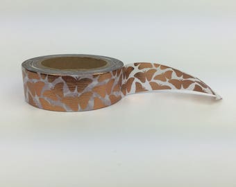 Washi Tape - Rose Gold Foil Schmetterlinge - 15 mm x 10 Meter - Hochwertiges Klebeband