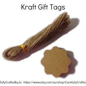 25, 50, 100 etiquetas de presente Kraft de flores cortadas e cordões Etiquetas de presente DIY perfeitas para casamento, lembrancinhas de chá de bebê, etiquetas de presente, etiquetas de sacolas de guloseimas, etiquetas de preço