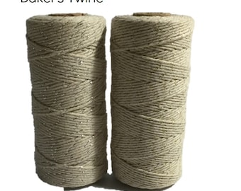 Baker's Twine 100 Metre Spool - Metallic Gold/Silver Twine - 12 Ply (1.5mm) Cotton String