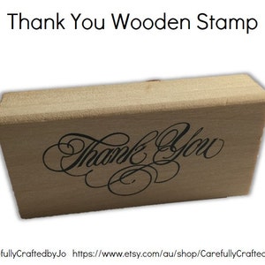 Thank You Stamp - Script Font Wooden Rubber Thank You Stamp