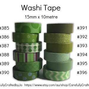 Washi Tape - Green - 15mm x 10 metres - High Quality Masking Tape
